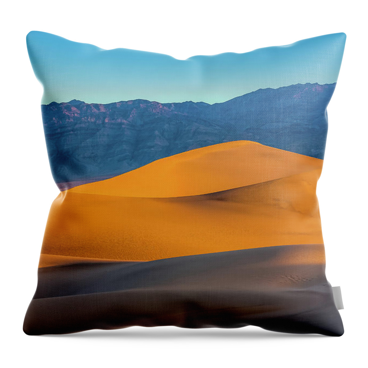California Throw Pillow featuring the photograph Mesquite Flats Sunsrise by Peter Tellone