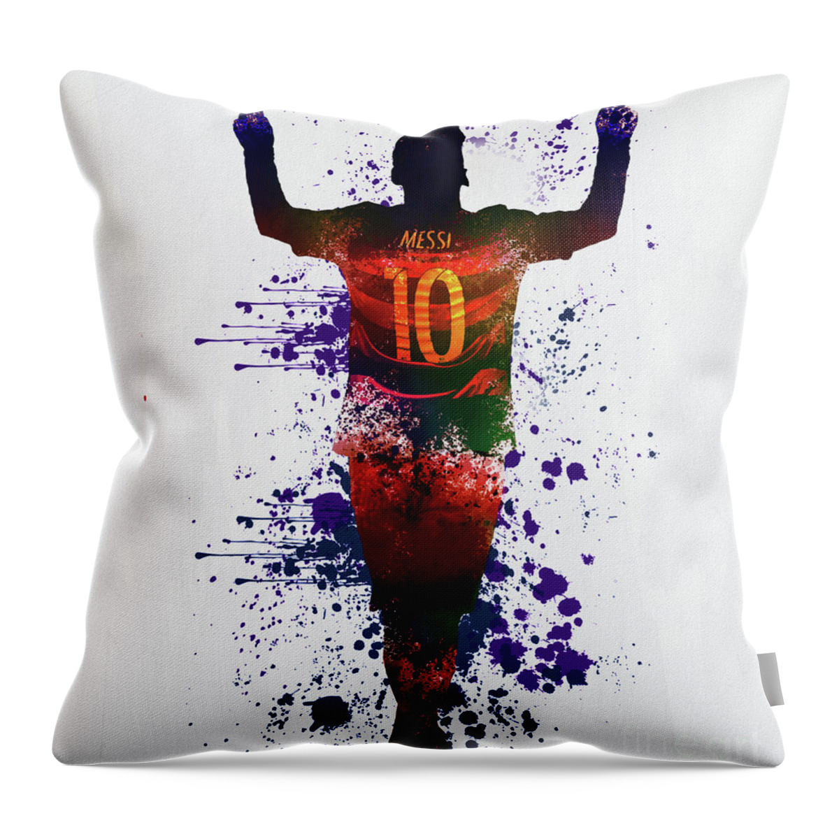Messi Throw Pillow featuring the painting Messi barcelona by Gull G