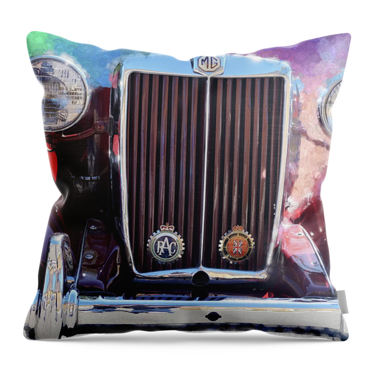 Car Throw Pillow featuring the photograph MG Roadster Front End by Cathy Anderson