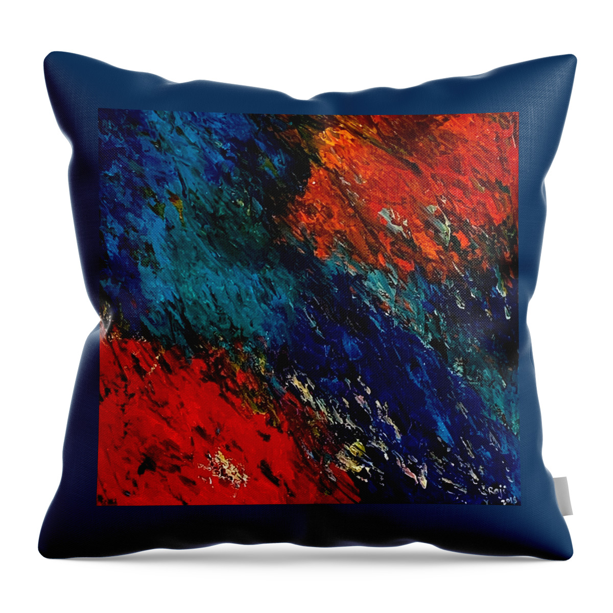 Abstract Painting Throw Pillow featuring the painting Miami Colors by Raji Musinipally