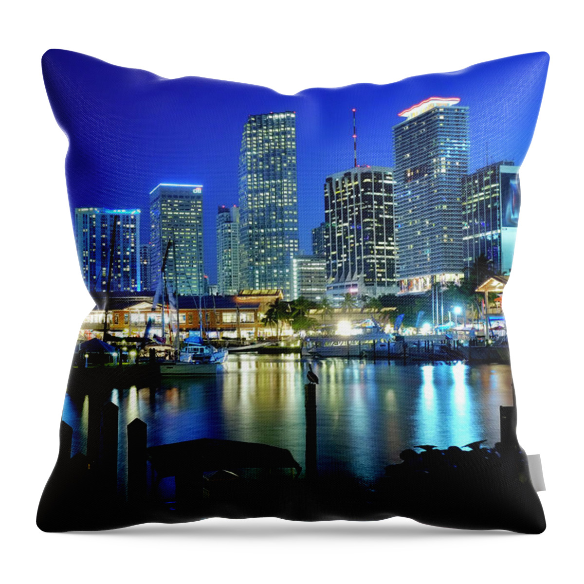 Corporate Business Throw Pillow featuring the photograph Miami Skyline, Florida, Usa by Travelpix Ltd