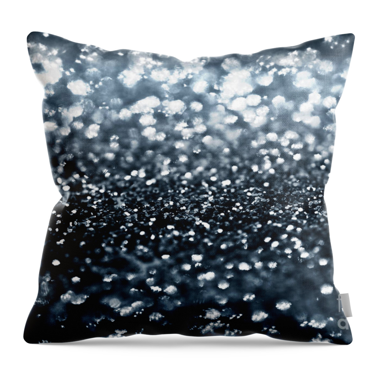Photography Throw Pillow featuring the mixed media Midnight Navy Blue Glitter #1 #shiny #decor #art by Anitas and Bellas Art