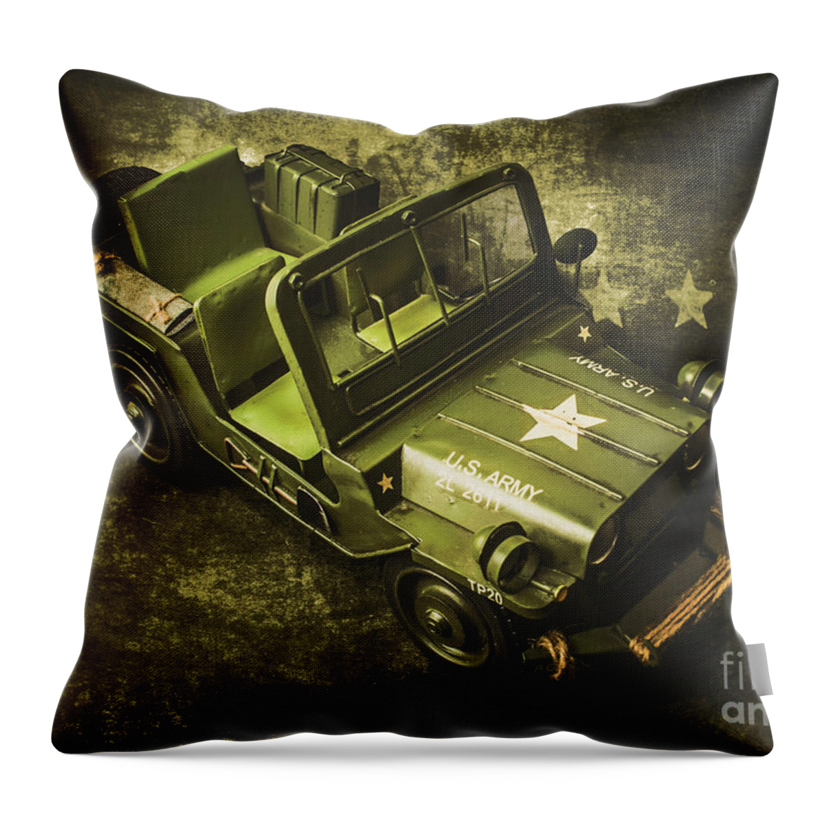 Jeep Throw Pillow featuring the photograph Military green by Jorgo Photography