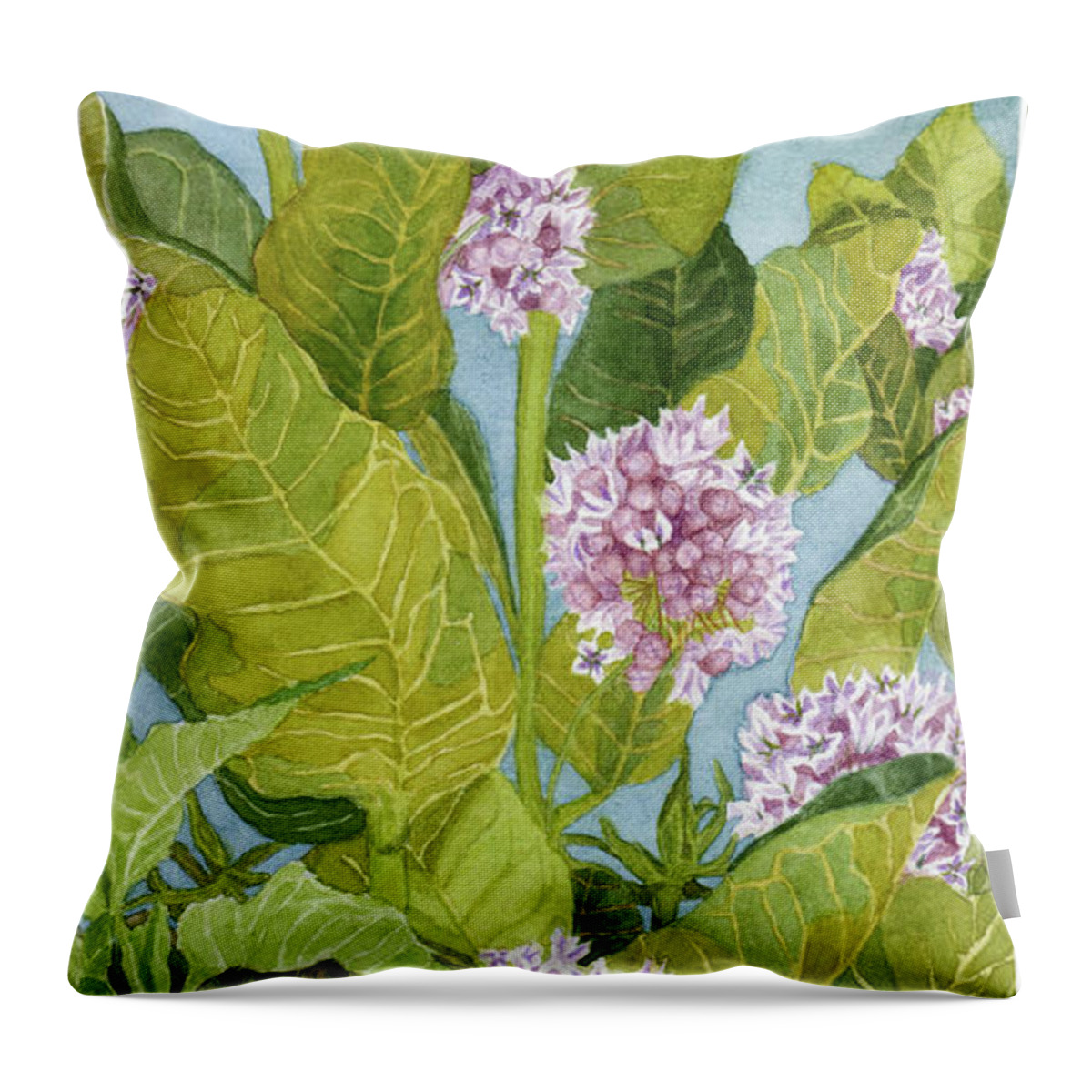 Wolf Road Prairie Throw Pillow featuring the painting Milkweed I by Alice Ann Barnes