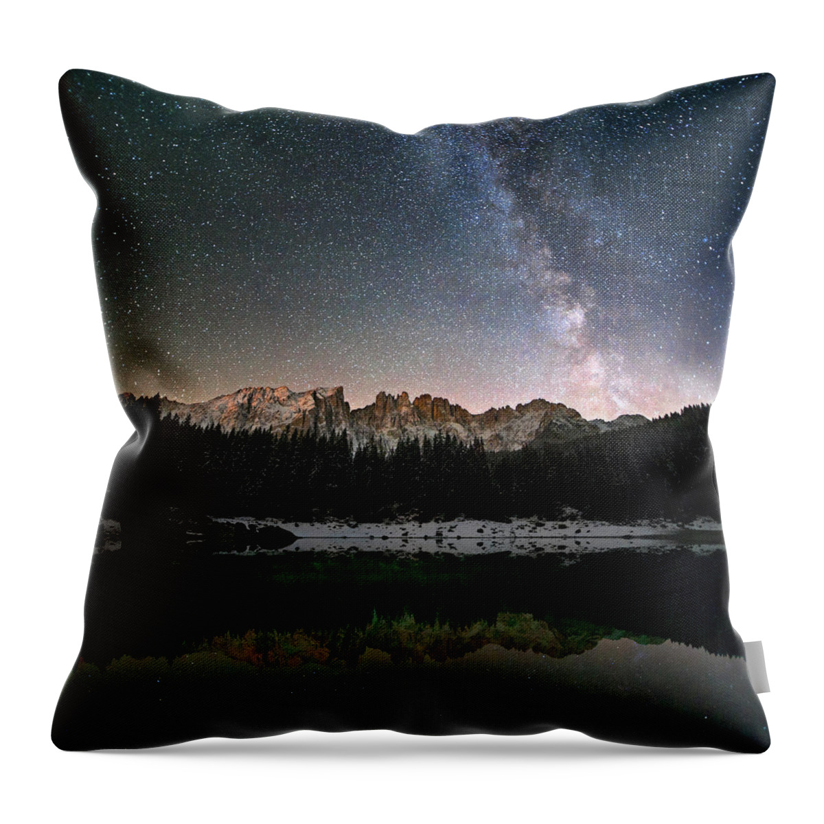 Scenics Throw Pillow featuring the photograph Milky Way In The Alps by Scacciamosche