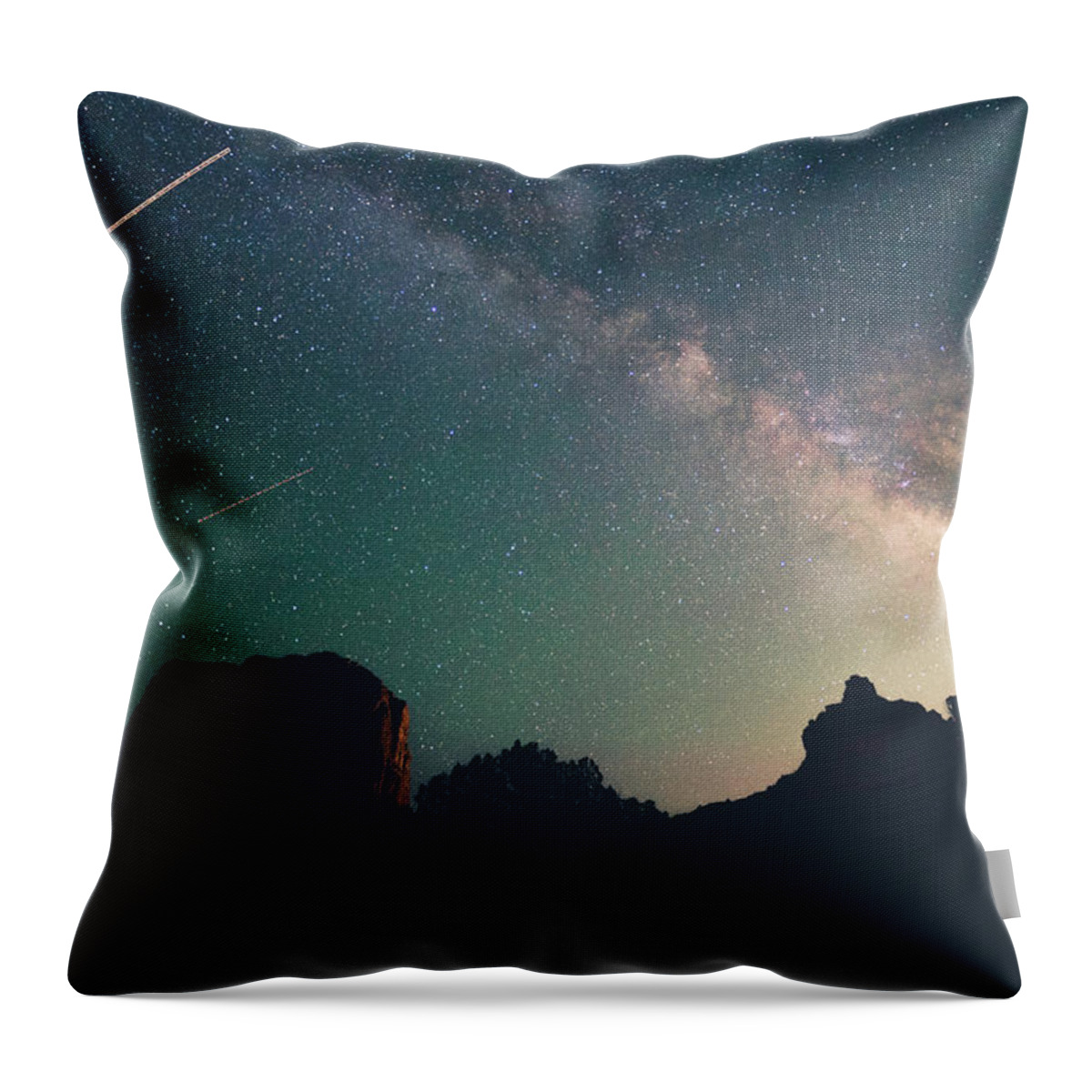 Stars Throw Pillow featuring the photograph milky way in the Arizona sky by Mati Krimerman