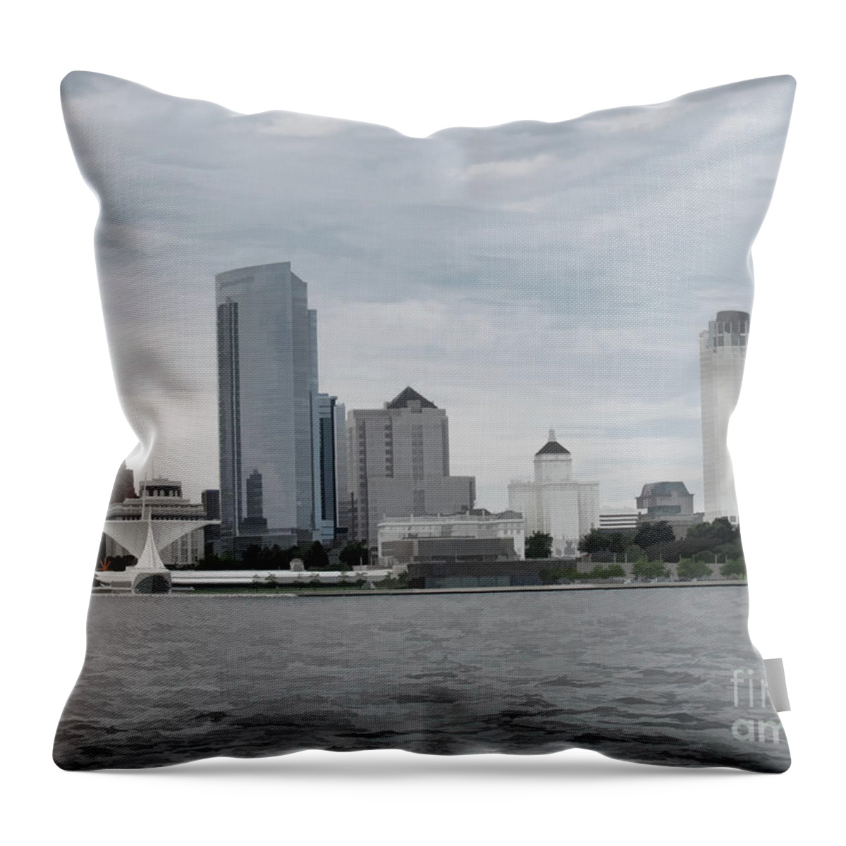 Lake Michigan Throw Pillow featuring the photograph Milwaukee from the Water Two by Roberta Byram