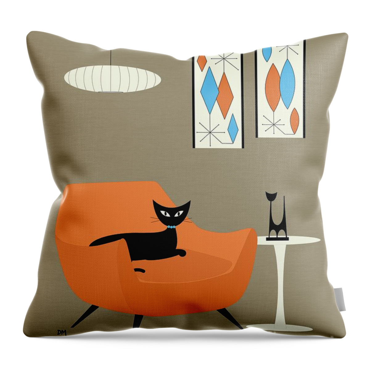  Throw Pillow featuring the digital art Mini Gravel Art Orange Chair by Donna Mibus