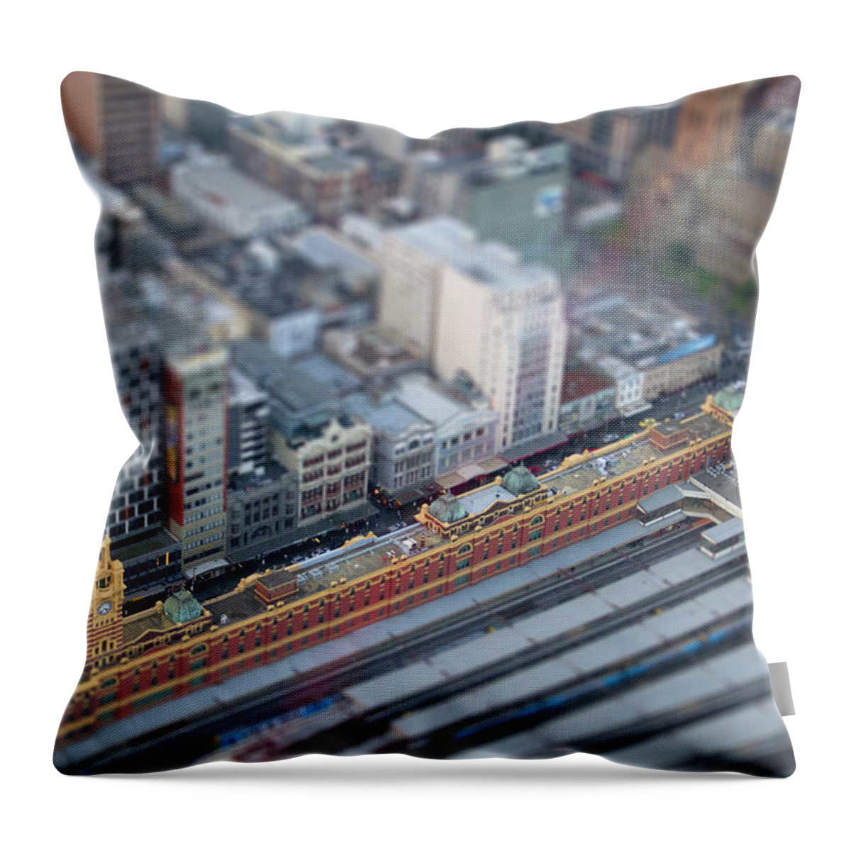 Outdoors Throw Pillow featuring the photograph Miniature Flinders Street Station by Ben Ivory