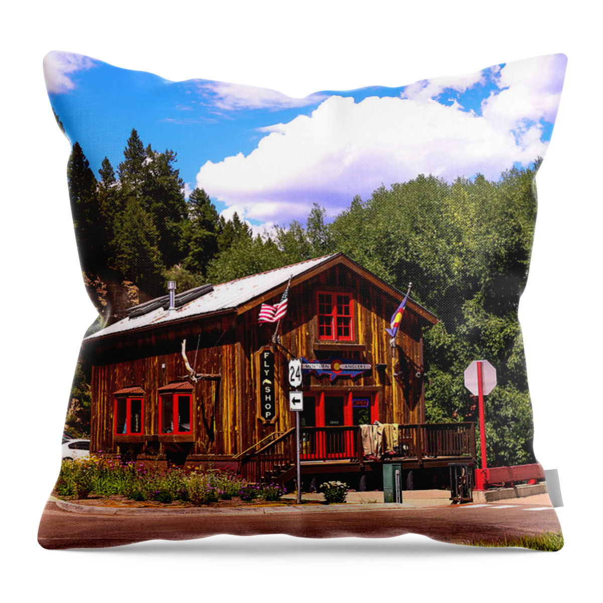 Minturn Throw Pillow featuring the photograph Minturn Anglers in Minturn Colorado by Ola Allen