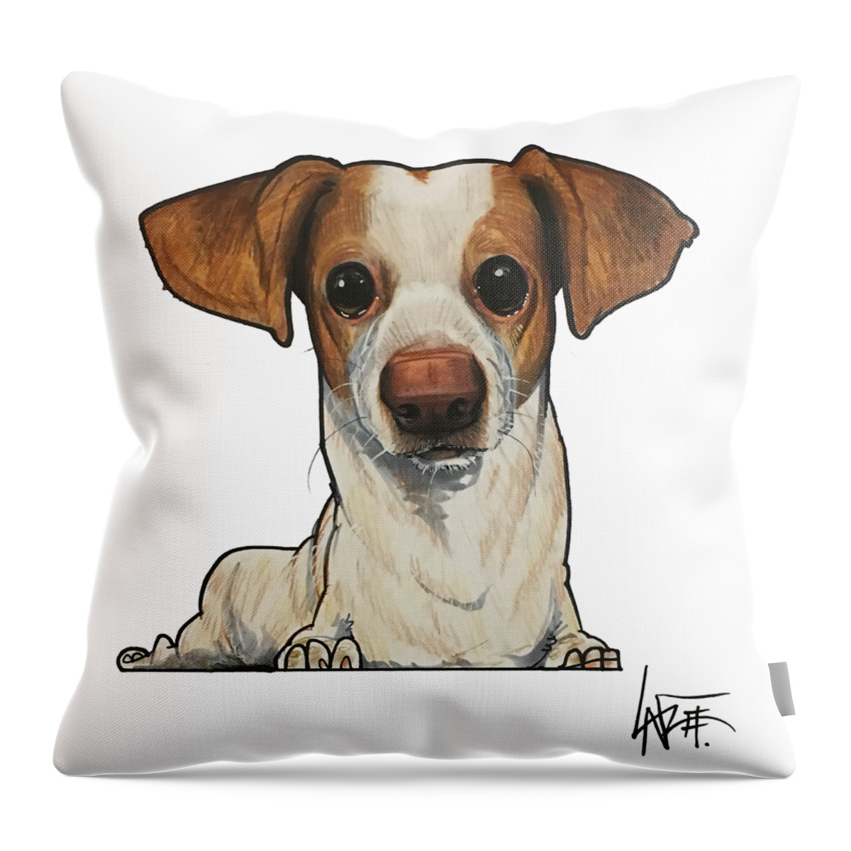 Mireles Throw Pillow featuring the drawing Mireles The Doggie Dog Dog by John LaFree