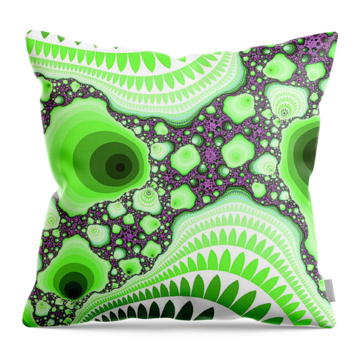 Abstract Throw Pillow featuring the digital art Mirror Peaks Green Abstract Art Image by Don Northup