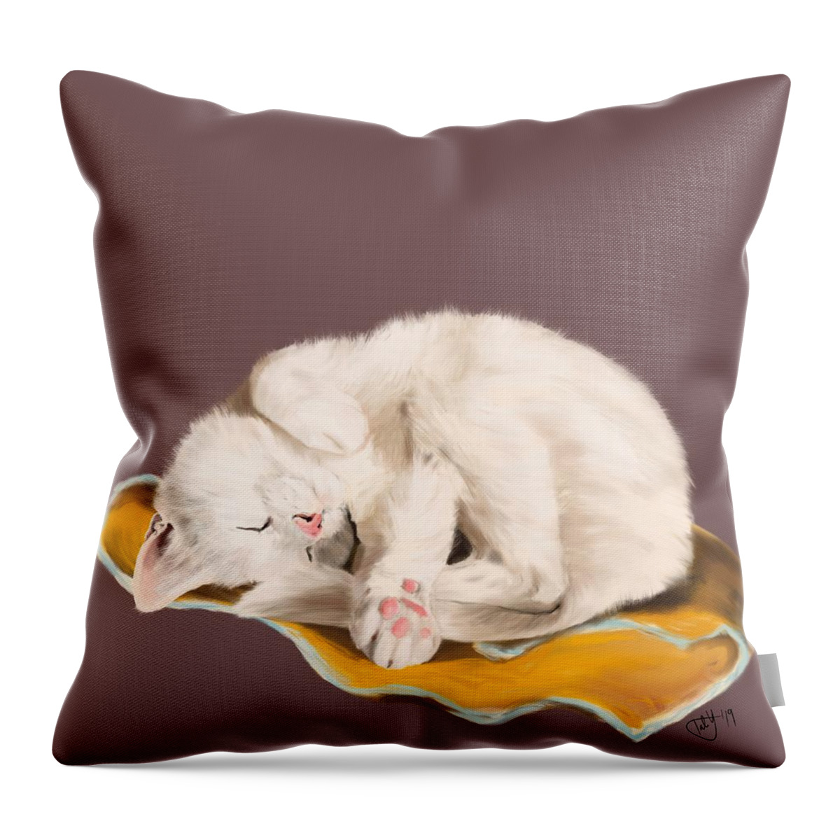 Cat Throw Pillow featuring the digital art Miss Sophie by Mandy Tabatt