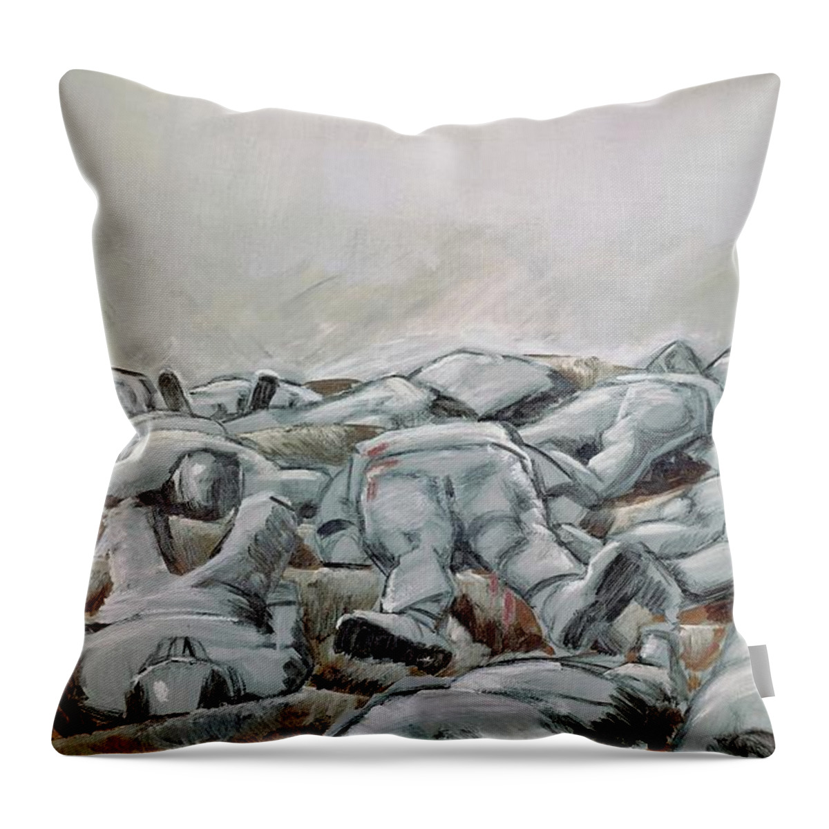 Albin Egger-lienz Throw Pillow featuring the painting Missa Solemnis. Oil on canvas -1916-. by Albin Egger-lienz Albin Egger-lienz