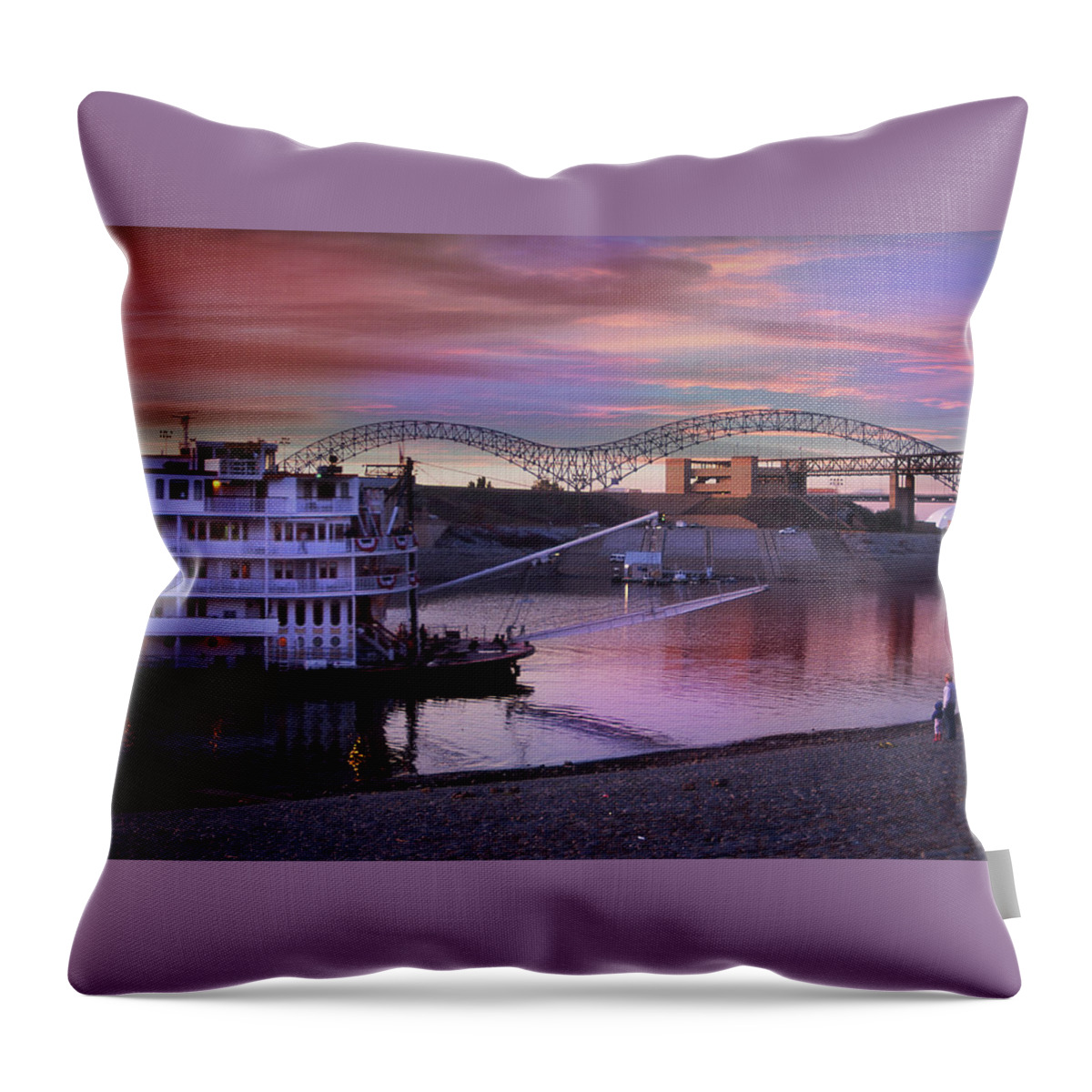 Showboat Throw Pillow featuring the photograph Mississippi Queen at Memphis by James C Richardson