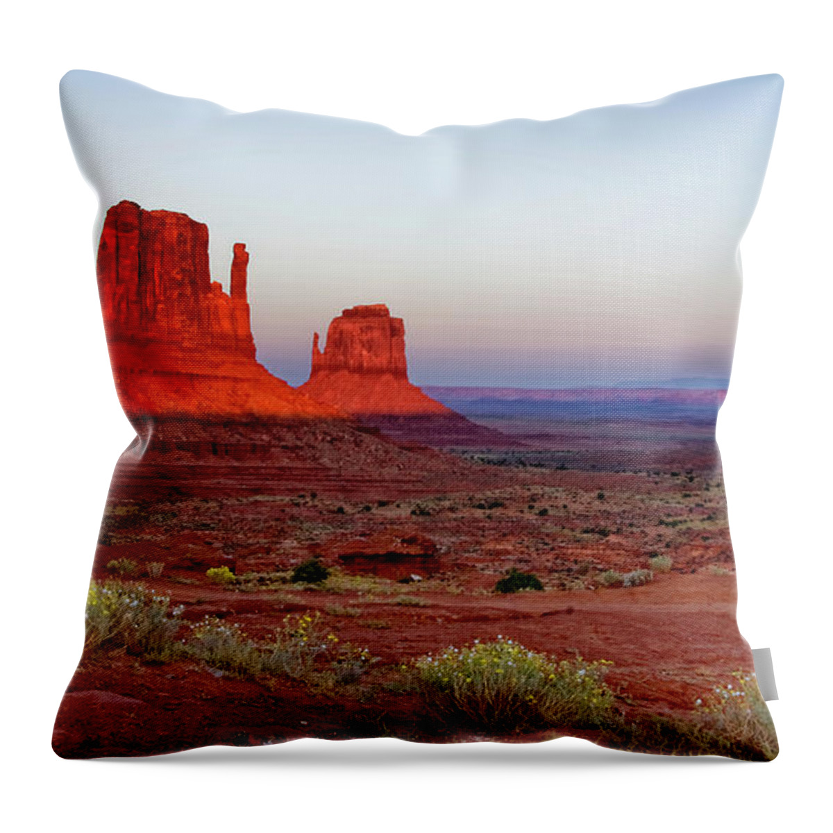 Tranquility Throw Pillow featuring the photograph Mittens And Merrick Butte by Patti Sullivan Schmidt