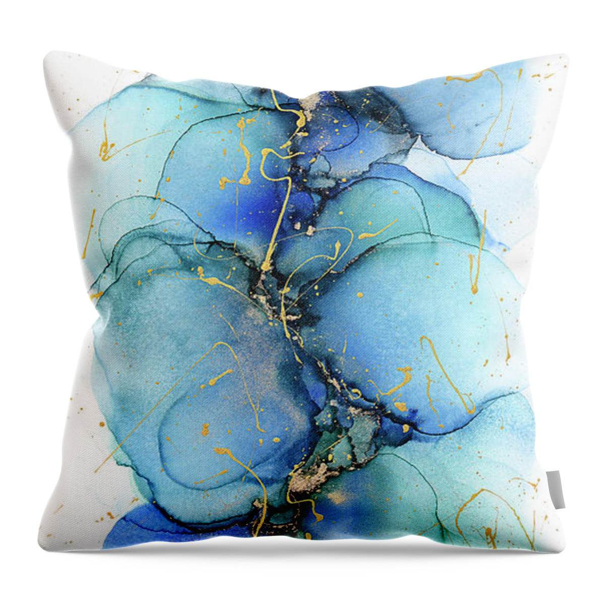 Alcohol Ink Throw Pillow featuring the painting Mixed Media Abstract Petals Painting by Alissa Beth Photography