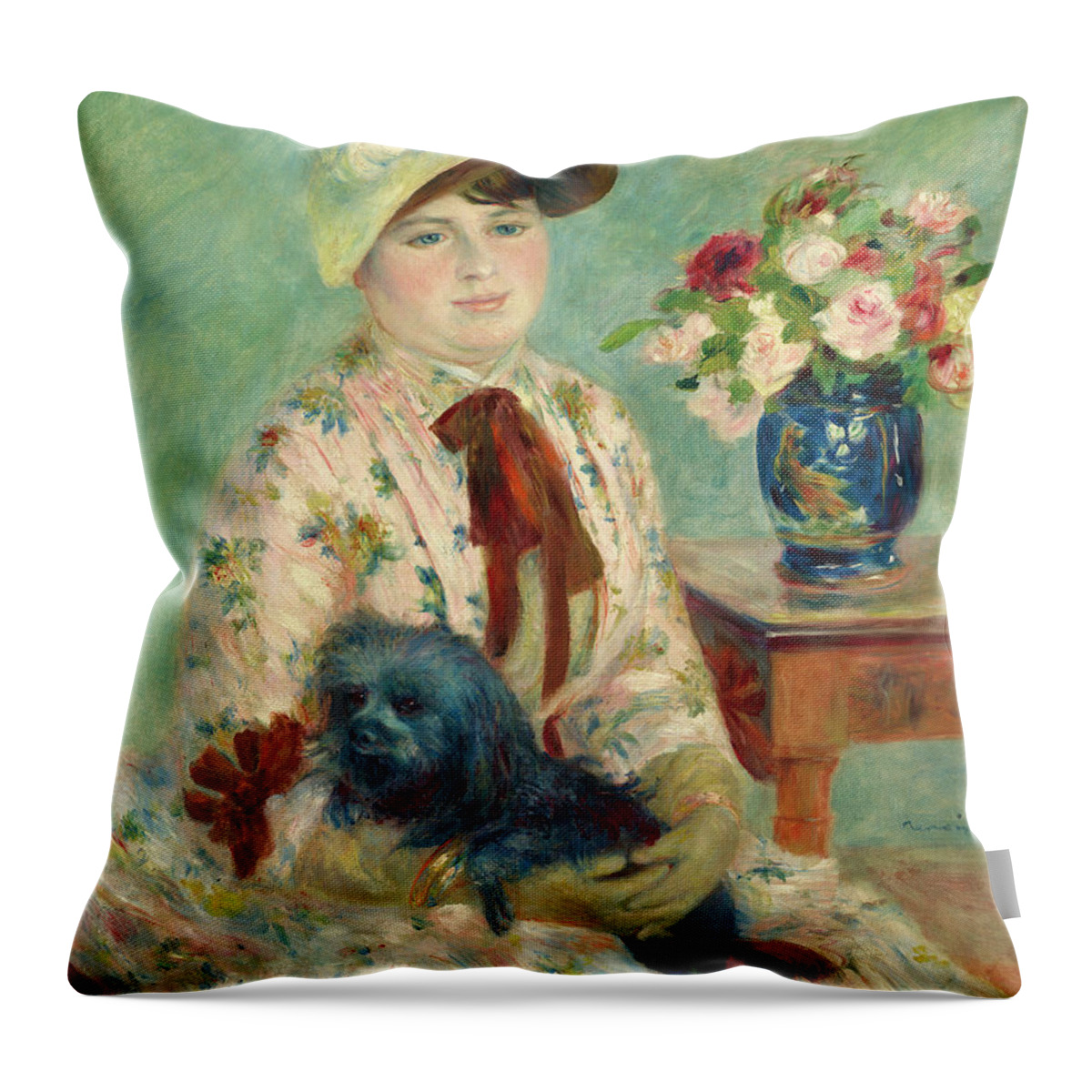 Renoir Throw Pillow featuring the painting Mademoiselle Charlotte Berthier, 1883 by Pierre Auguste Renoir