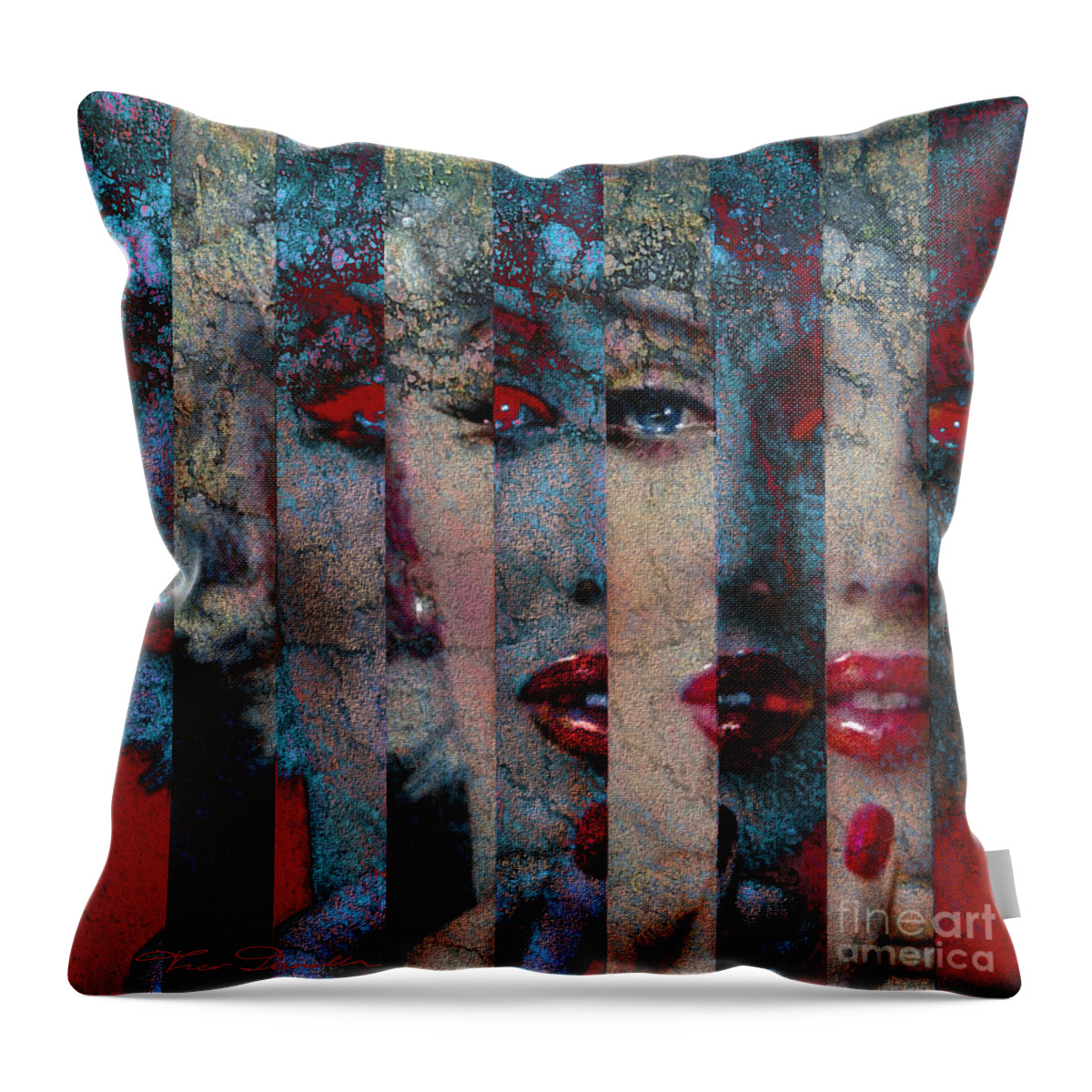 Theo Danella Throw Pillow featuring the painting MMarilyn 132 Q SIS by Theo Danella