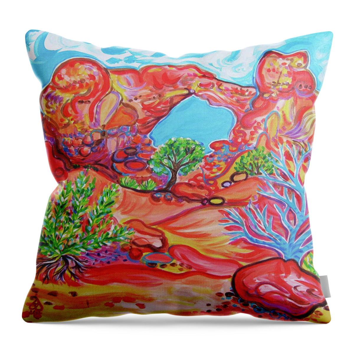 Rachel Houseman Throw Pillow featuring the painting Moab Arch by Rachel Houseman
