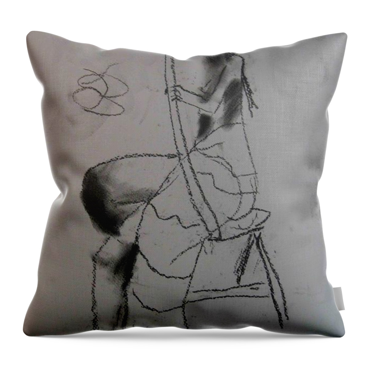  Throw Pillow featuring the drawing model named Chieh two by AJ Brown