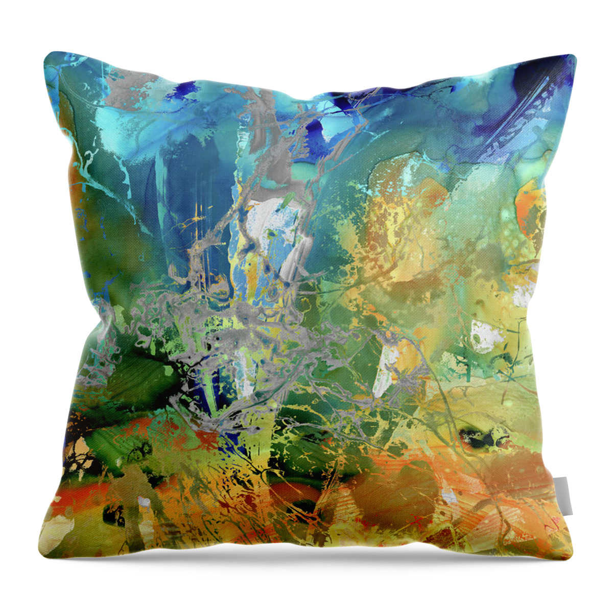 Blue Throw Pillow featuring the painting Modern Abstract Art - In Good Taste - Sharon Cummings by Sharon Cummings