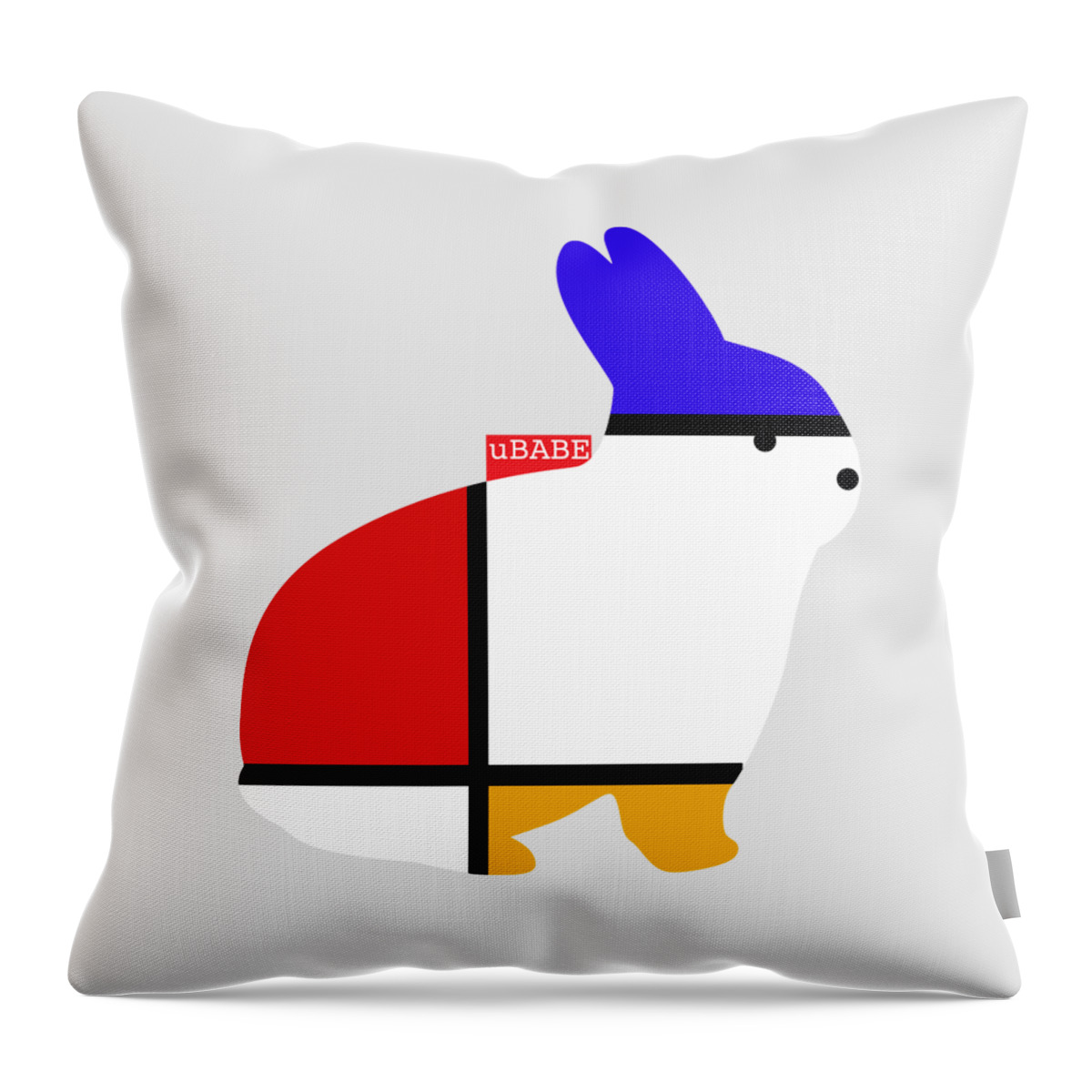 Modern White Rabbit Throw Pillow featuring the digital art Modern White by Ubabe Style