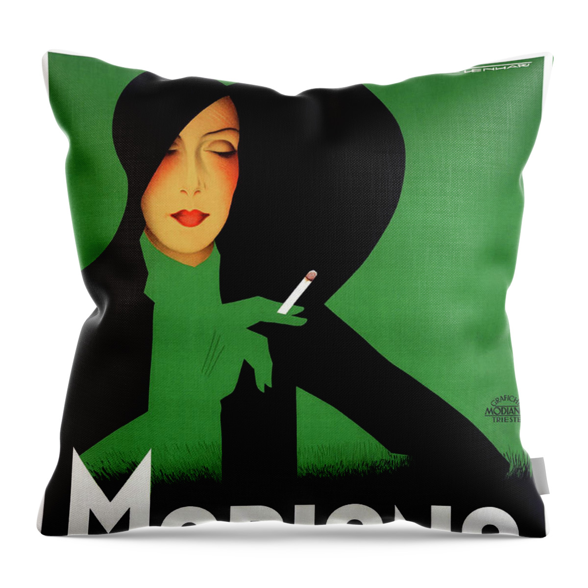 Vintage Throw Pillow featuring the drawing Modiano Italy Vintage Poster Restored 1936 by Vintage Treasure