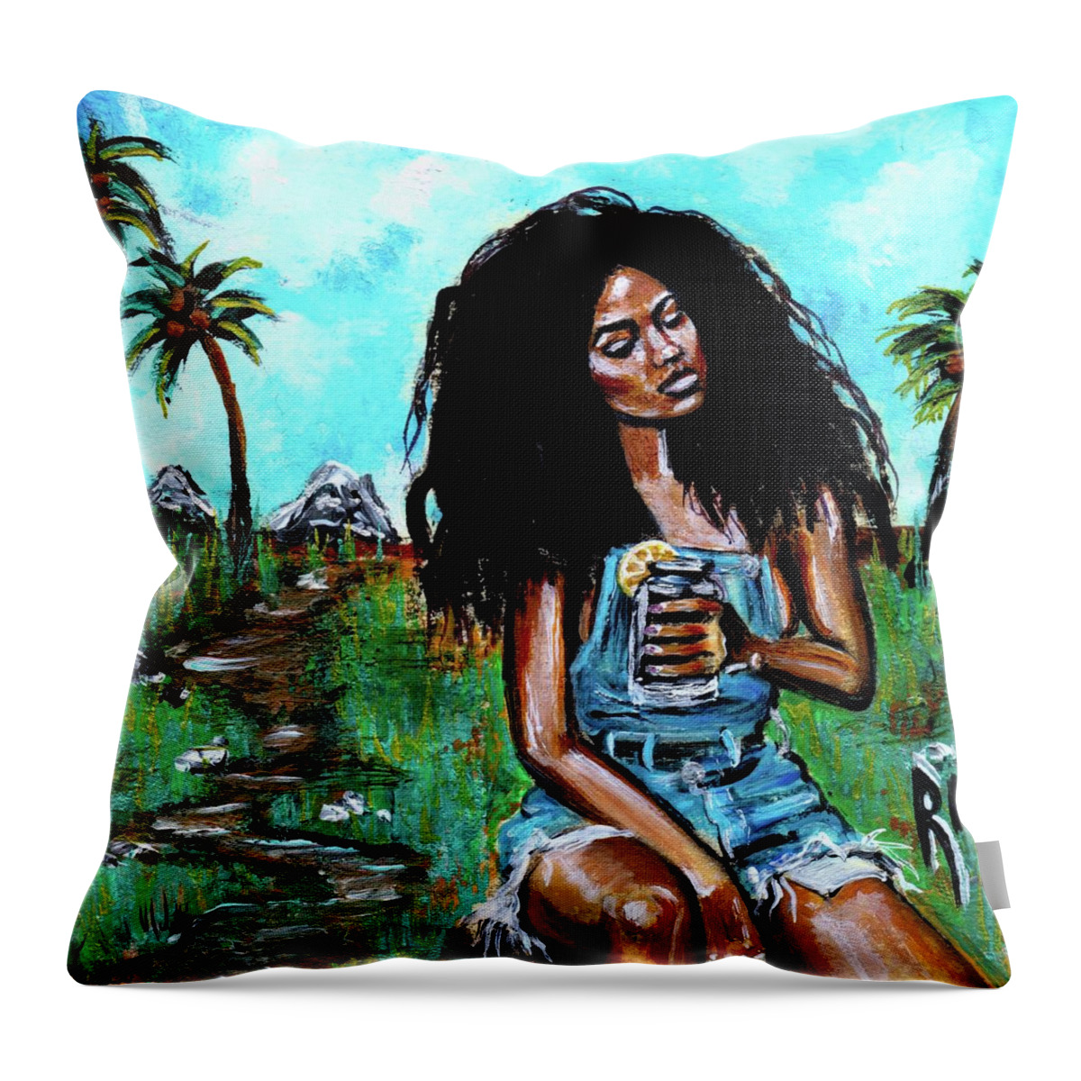  Throw Pillow featuring the painting Moments of Bliss by Artist RiA