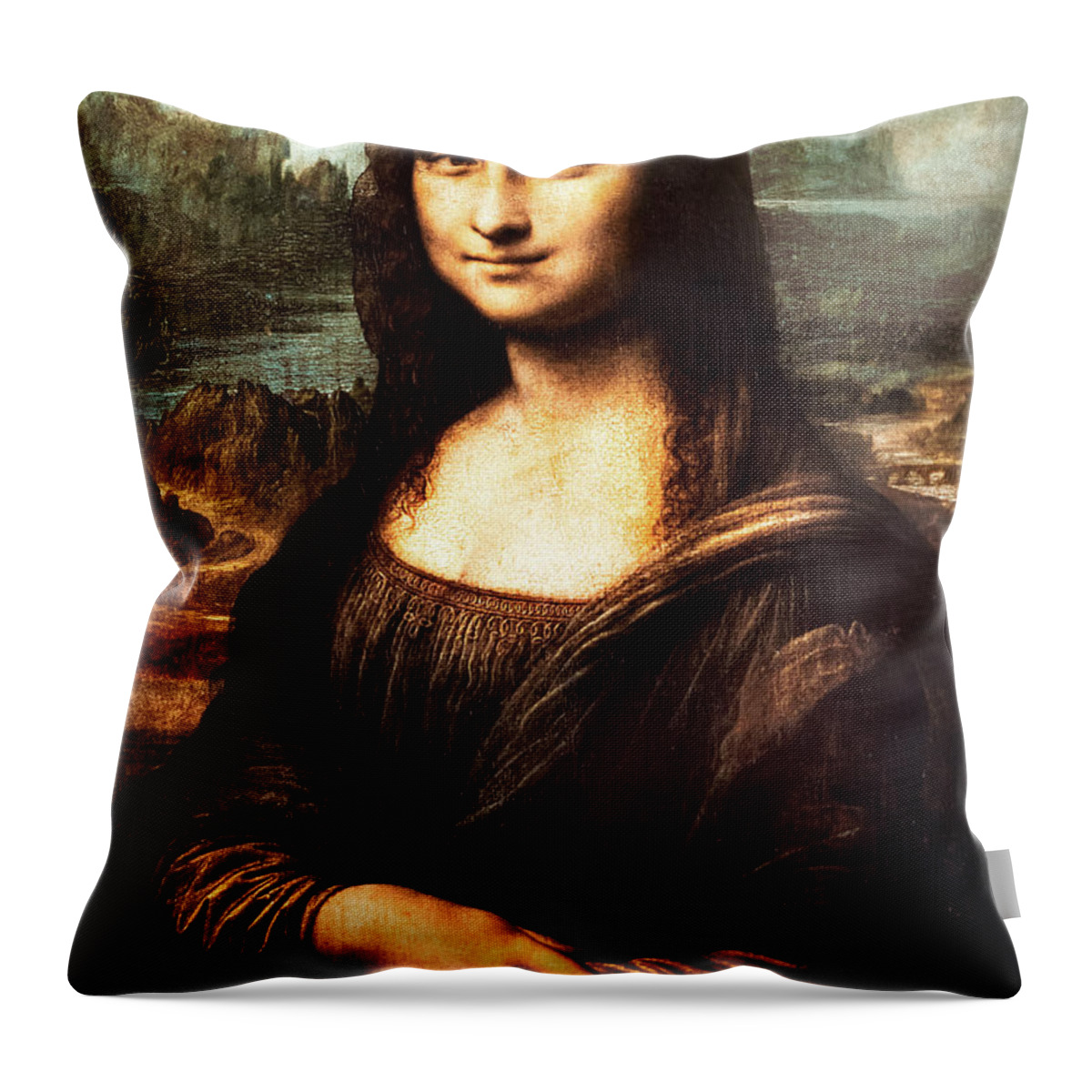 Leonardo Throw Pillow featuring the painting Mona Lisa by Leonardo da Vinci by Leonardo da Vinci
