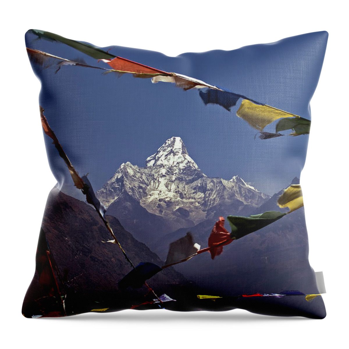 Tranquility Throw Pillow featuring the photograph Mong & Ama Dablam by Foto Pietro Columba