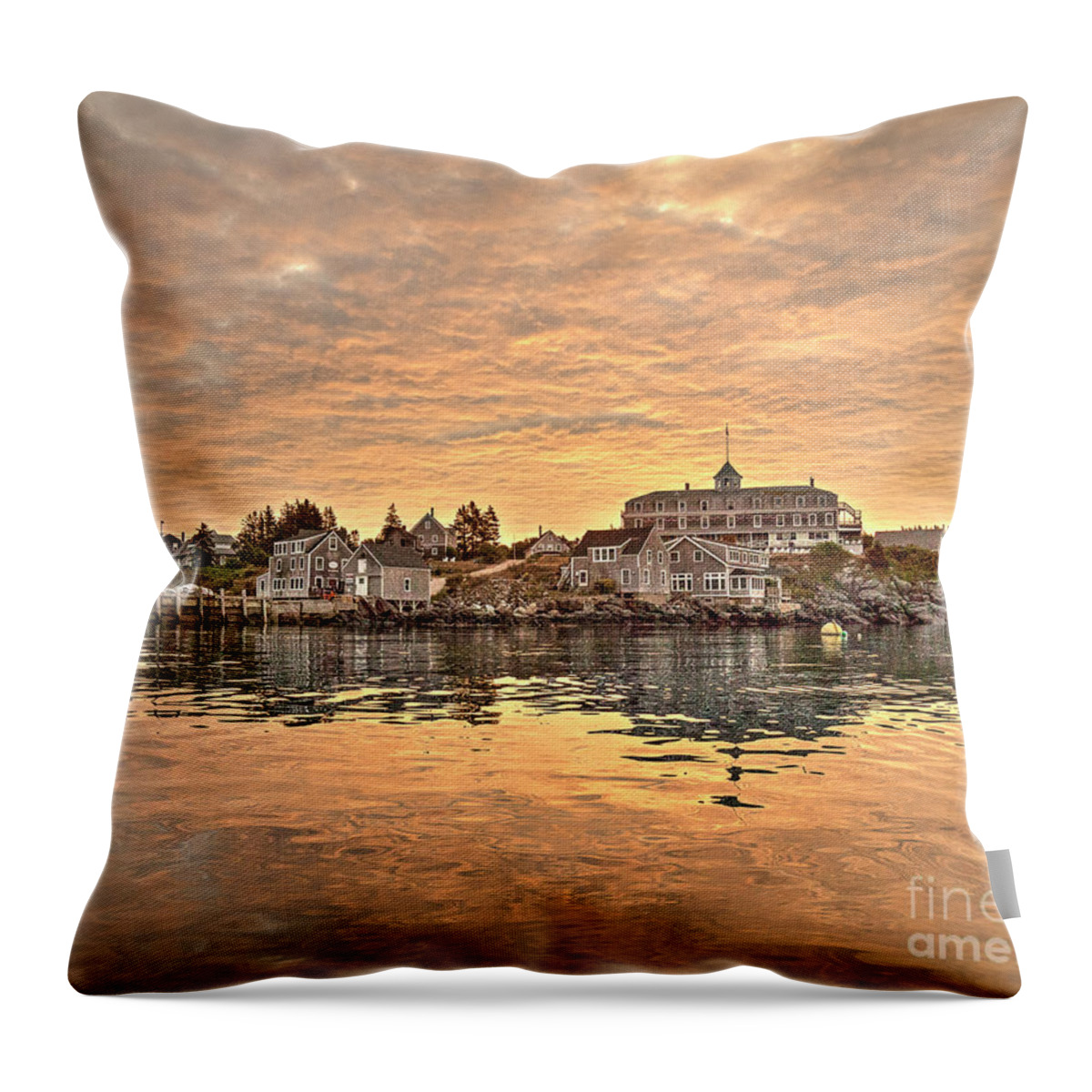 Maine Throw Pillow featuring the photograph Monhegan Sunrise - Harbor View by Tom Cameron
