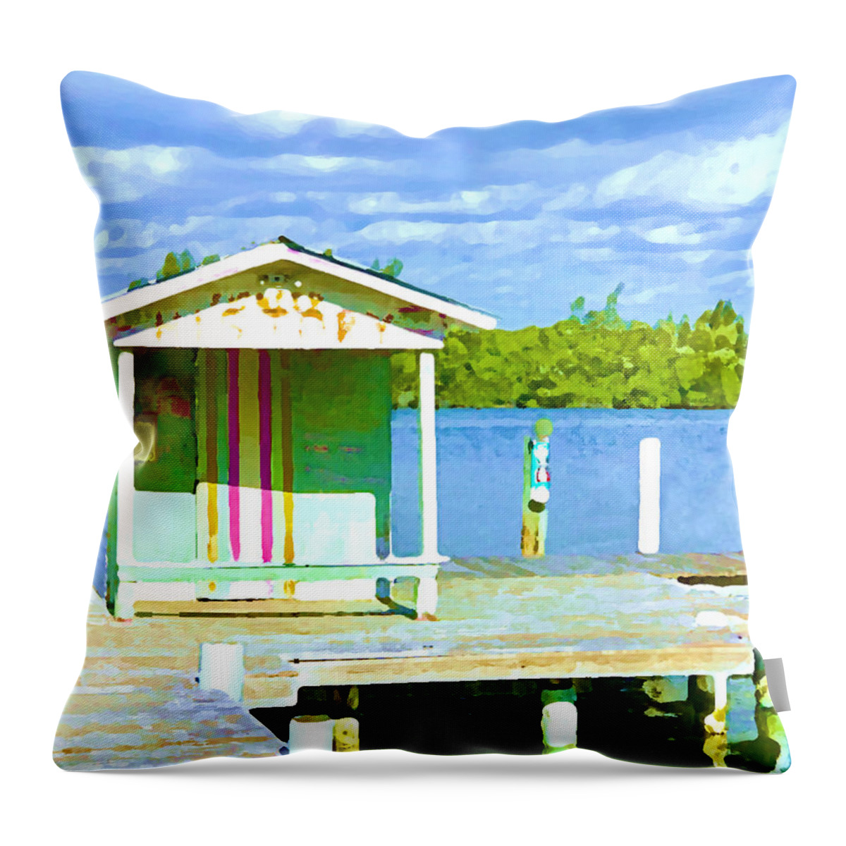 Dock Throw Pillow featuring the digital art Monkey Trail by Tom Johnson