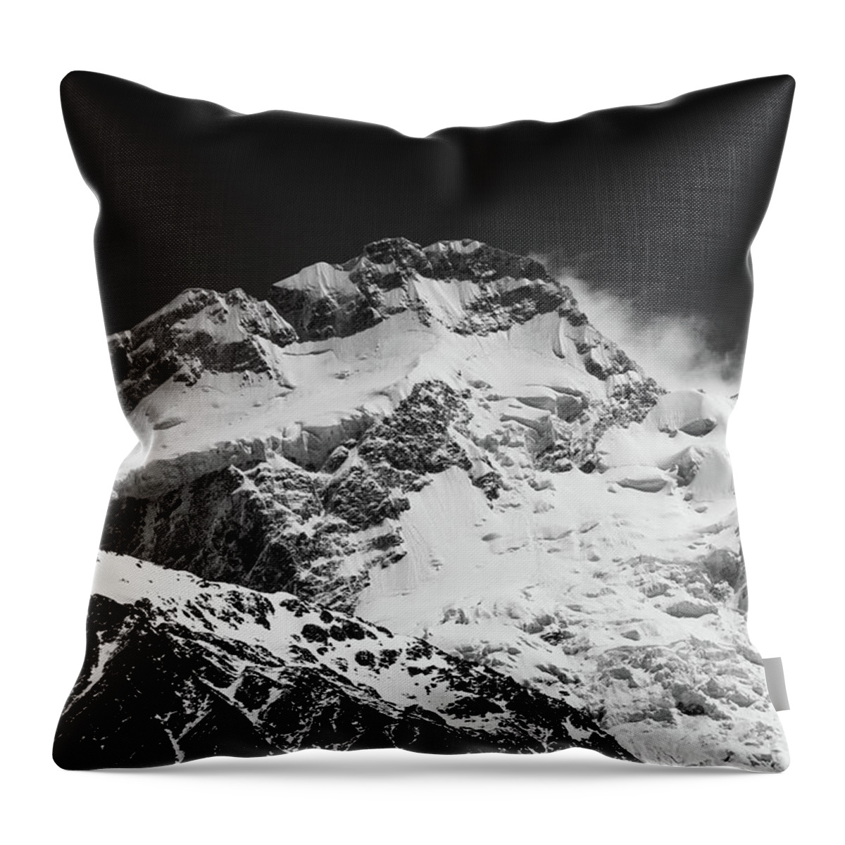Mount Sefton Throw Pillow featuring the photograph Monochrome Mount Sefton by Mark Hunter
