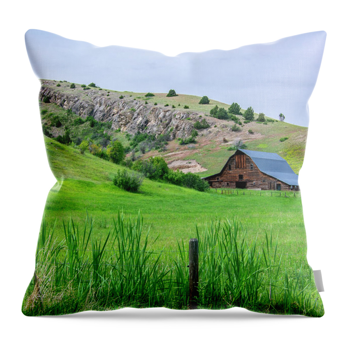 Quarry Gulch Throw Pillow featuring the photograph Montana Ranch View by Douglas Wielfaert