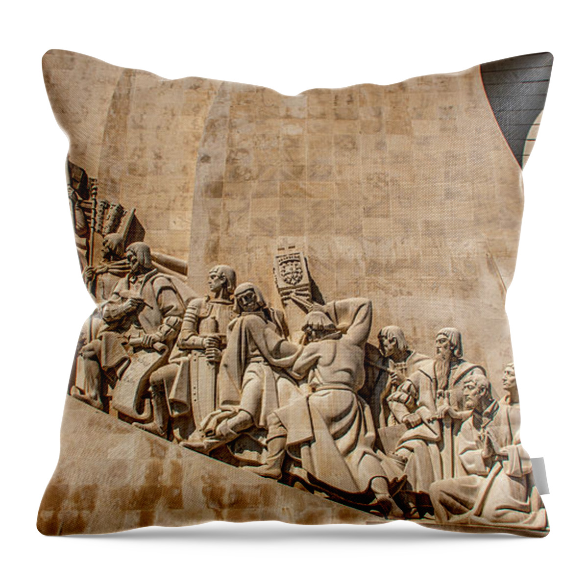 Lisbon Throw Pillow featuring the photograph Monument to the Discoveries by Marcy Wielfaert