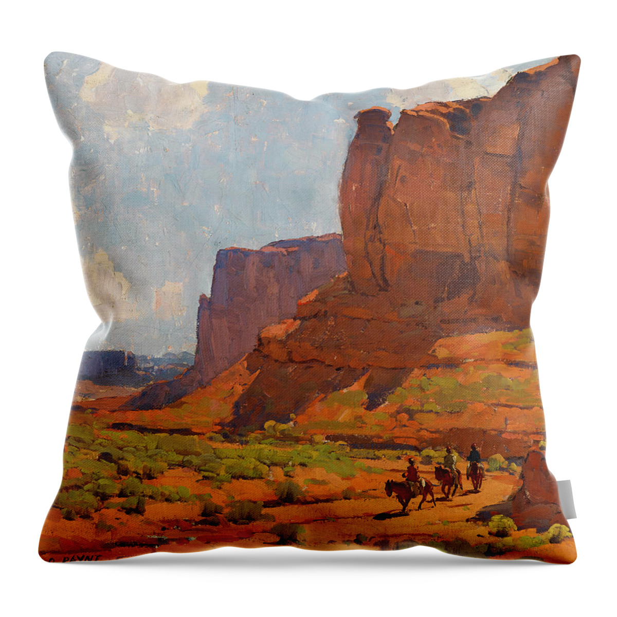 Monument Valley Throw Pillow featuring the painting Monument Valley, Riverbed by Edgar Payne
