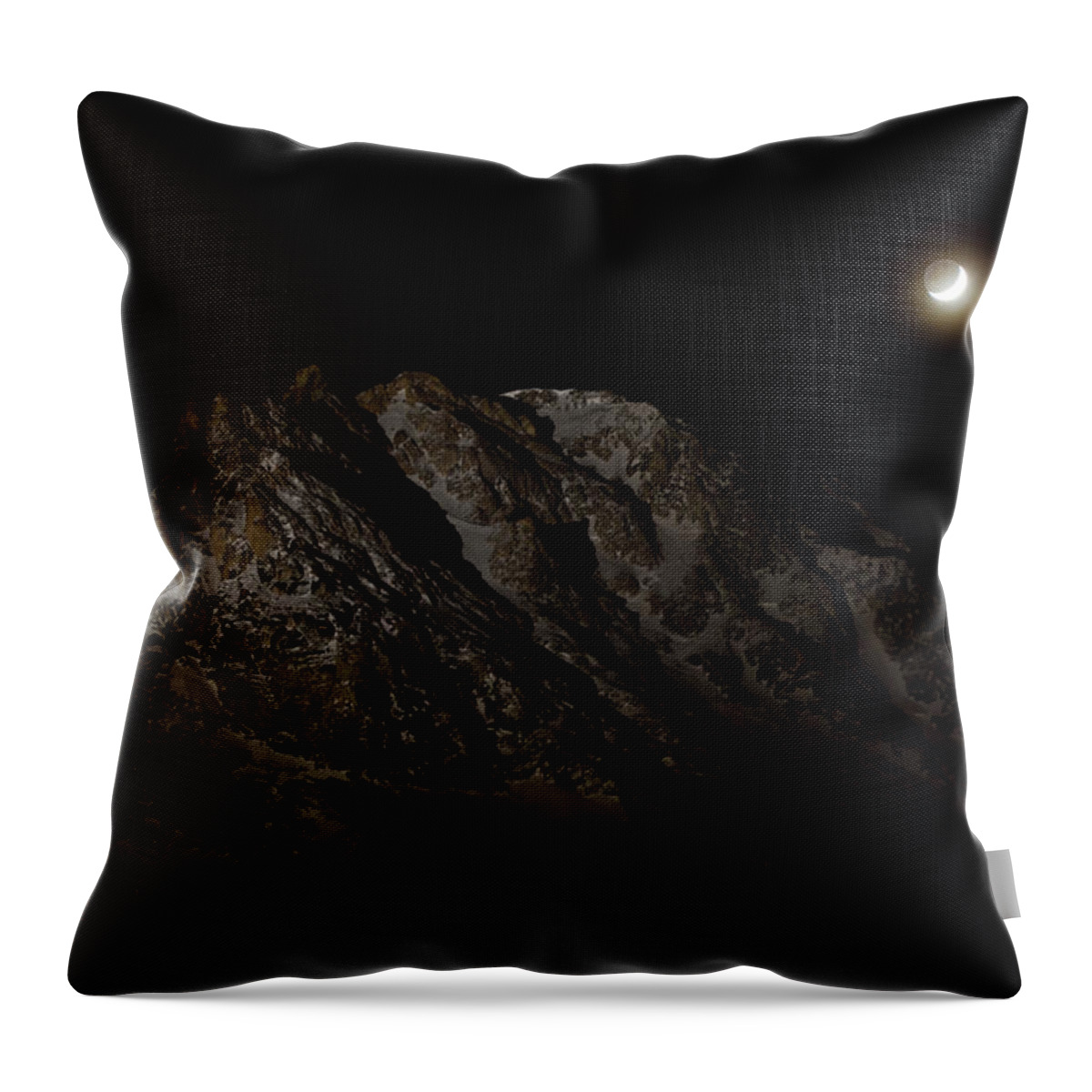 Scenics Throw Pillow featuring the photograph Moon And Mountain by Kevin Grace