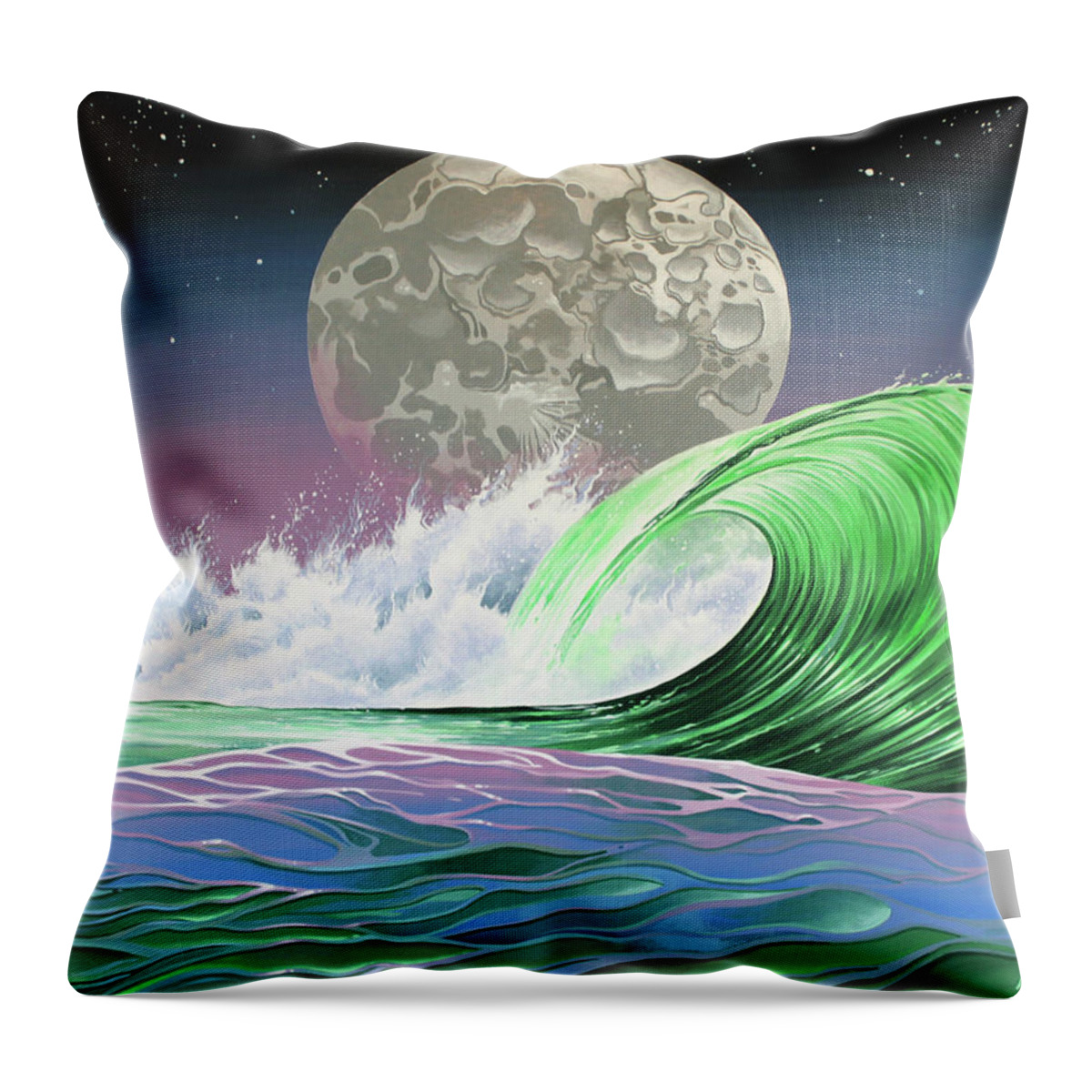 Surf Throw Pillow featuring the painting Moon Breaker by William Love