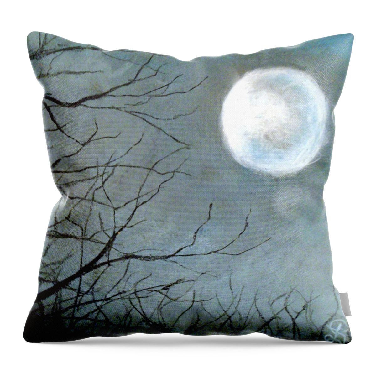 Forest Sky Throw Pillow featuring the drawing Moon Grip by Jen Shearer