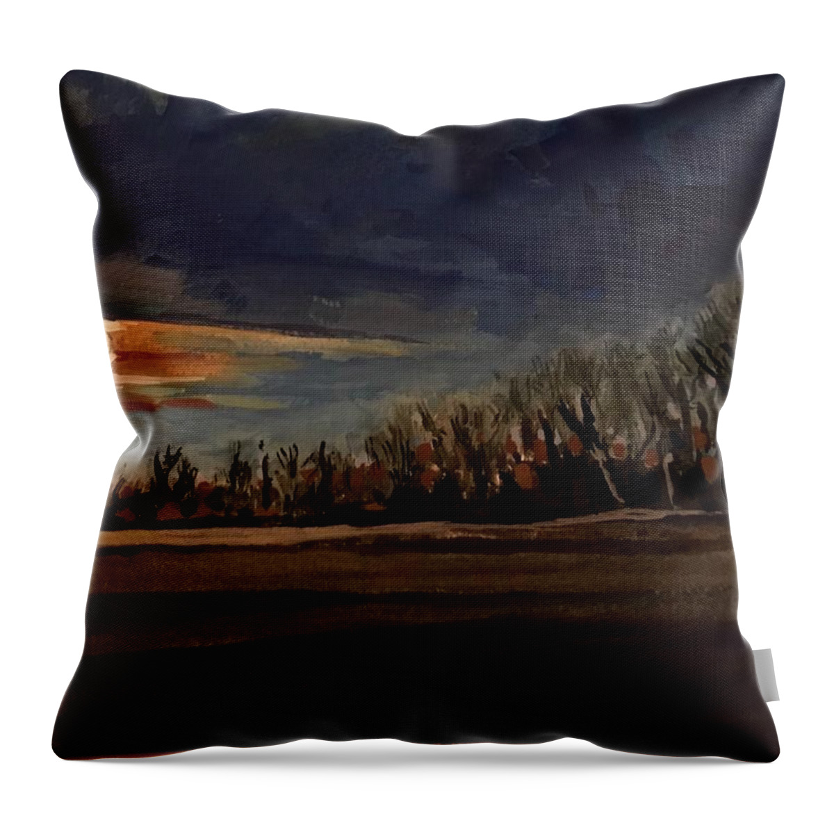 Moon Throw Pillow featuring the painting Moonset study by Les Herman