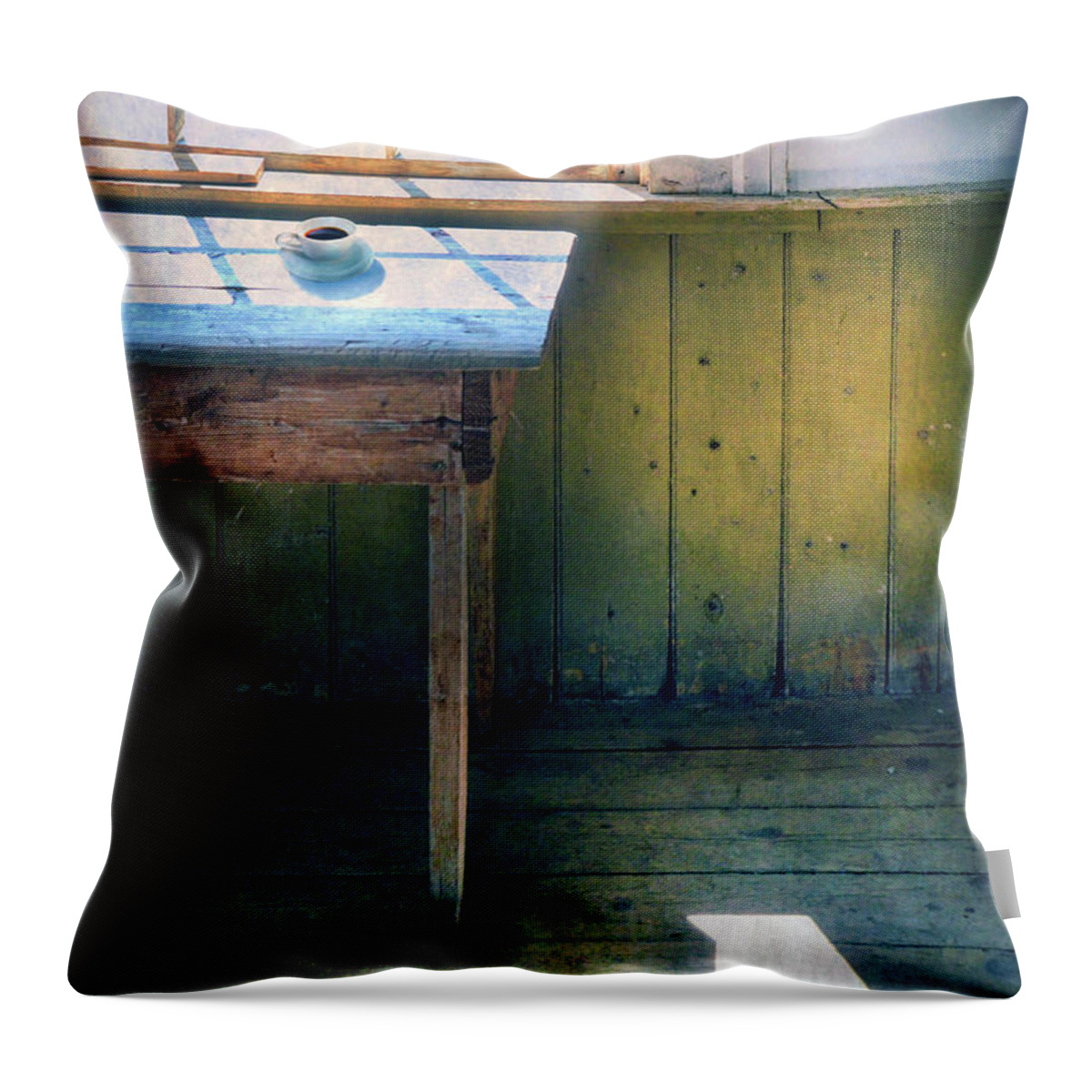 Building Throw Pillow featuring the photograph Morning Coffee by Jill Battaglia