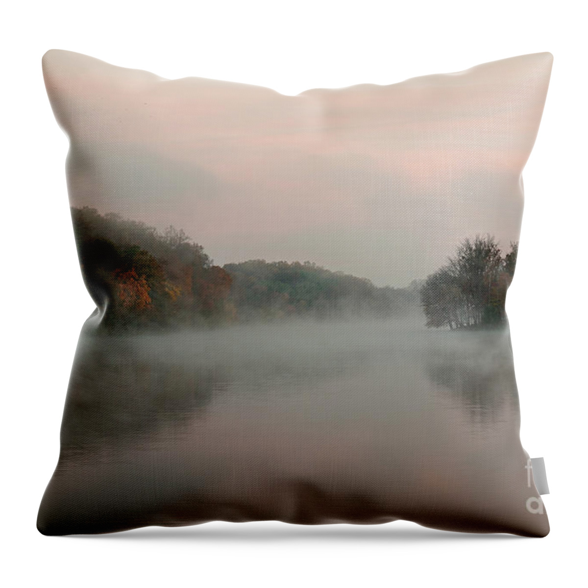 Lake Throw Pillow featuring the photograph Morning fog by Izet Kapetanovic