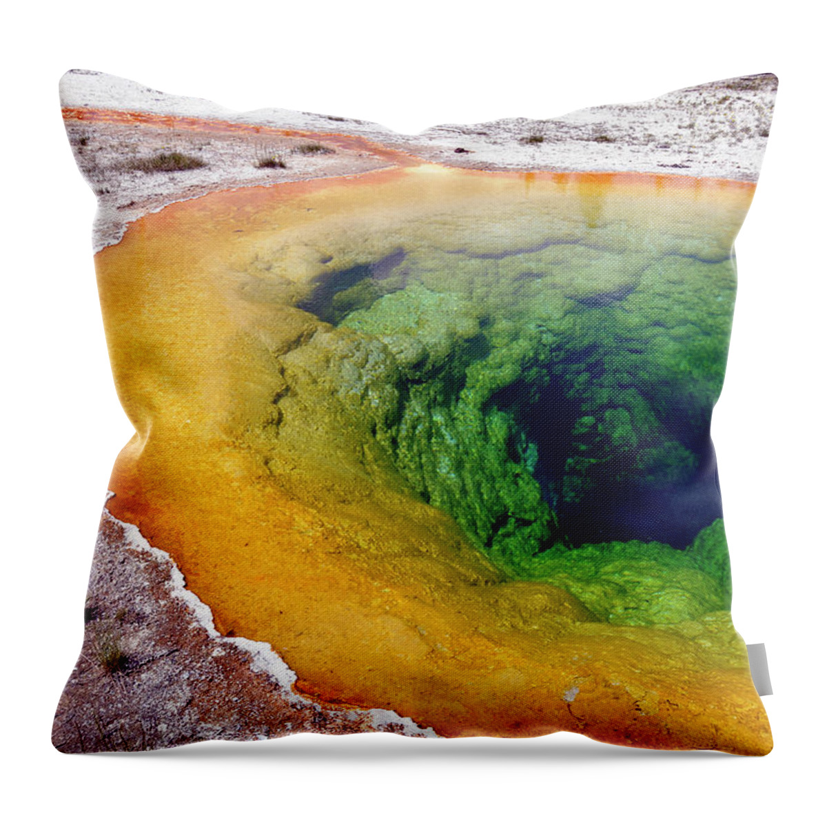 Mineral Throw Pillow featuring the photograph Morning Glory Pool, Hot Spring by Mableen