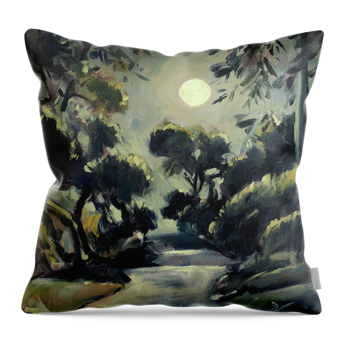 Loggos Throw Pillow featuring the painting Morning moon Loggos by Nop Briex