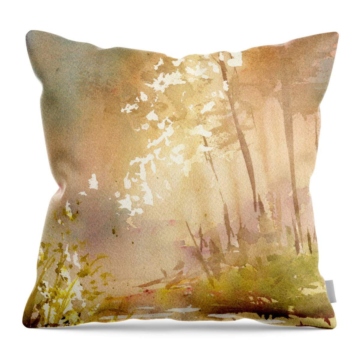 Dawn Throw Pillow featuring the painting Morning Stream by Sean Seal