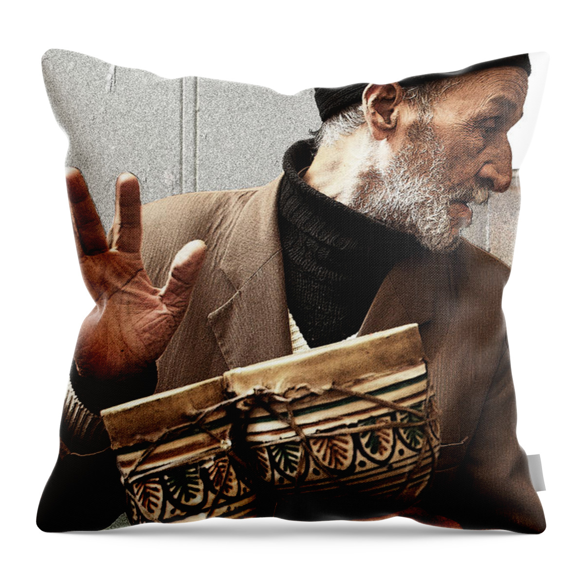 Drummer Throw Pillow featuring the photograph Moroccan Drummer by Jessica Levant