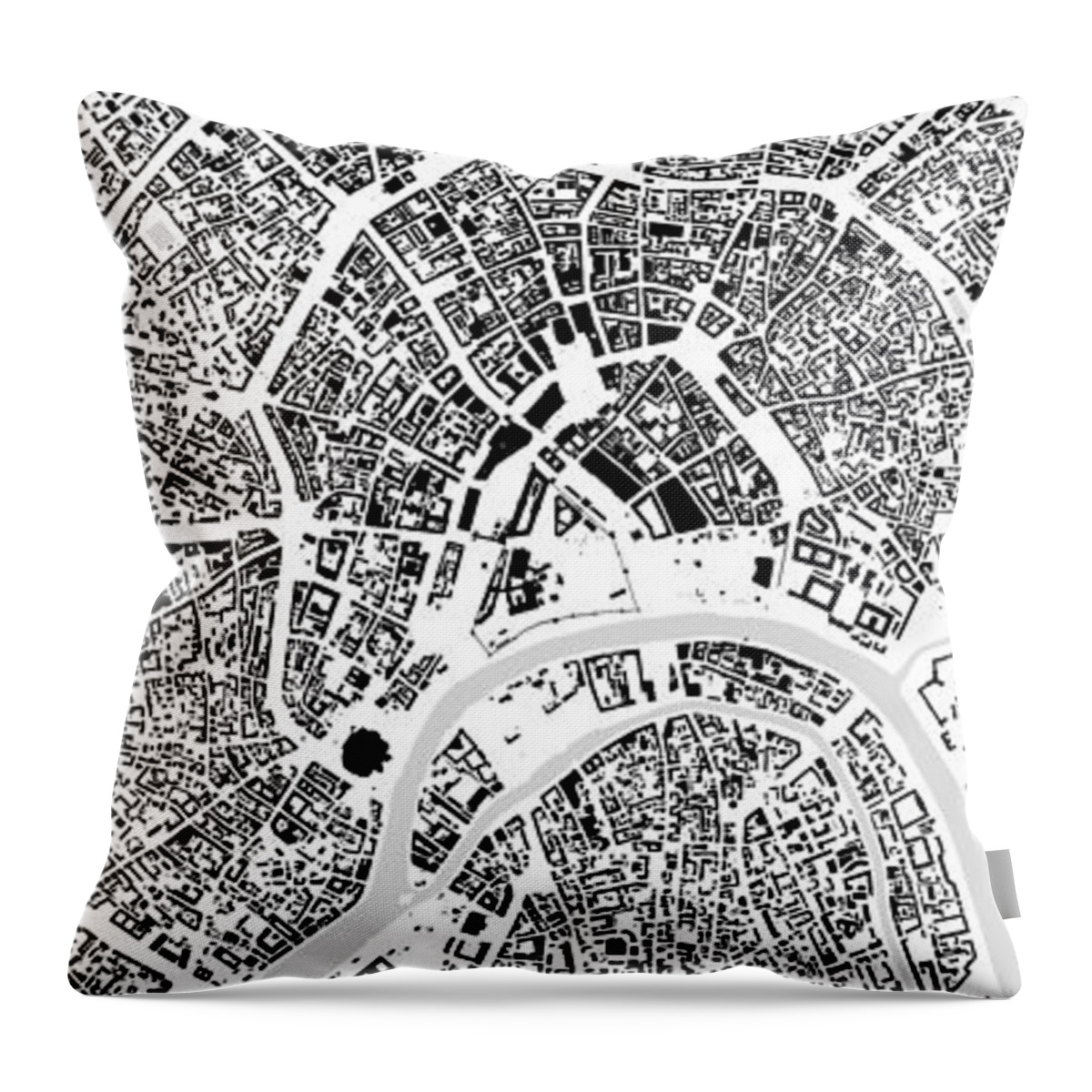 City Throw Pillow featuring the digital art Moscow building map by Christian Pauschert