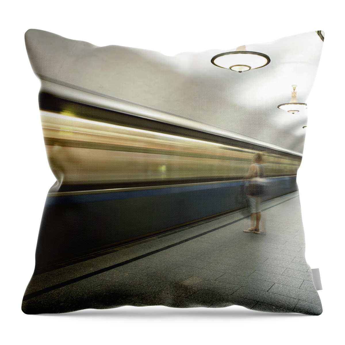 People Throw Pillow featuring the photograph Moscow Metro by Fmajor