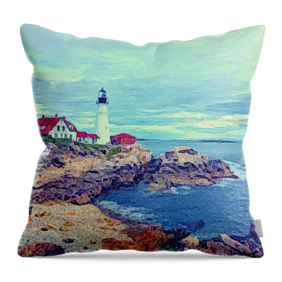Lighthouse Throw Pillow featuring the digital art Motif number 1 or 2 by Steve Glines